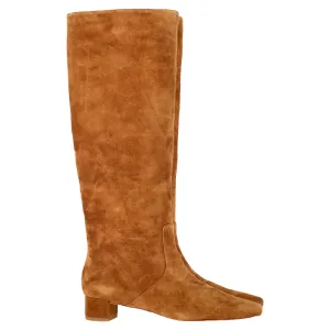 Loeffler Randall Square-Tie Knee-High Boots in Brown Suede