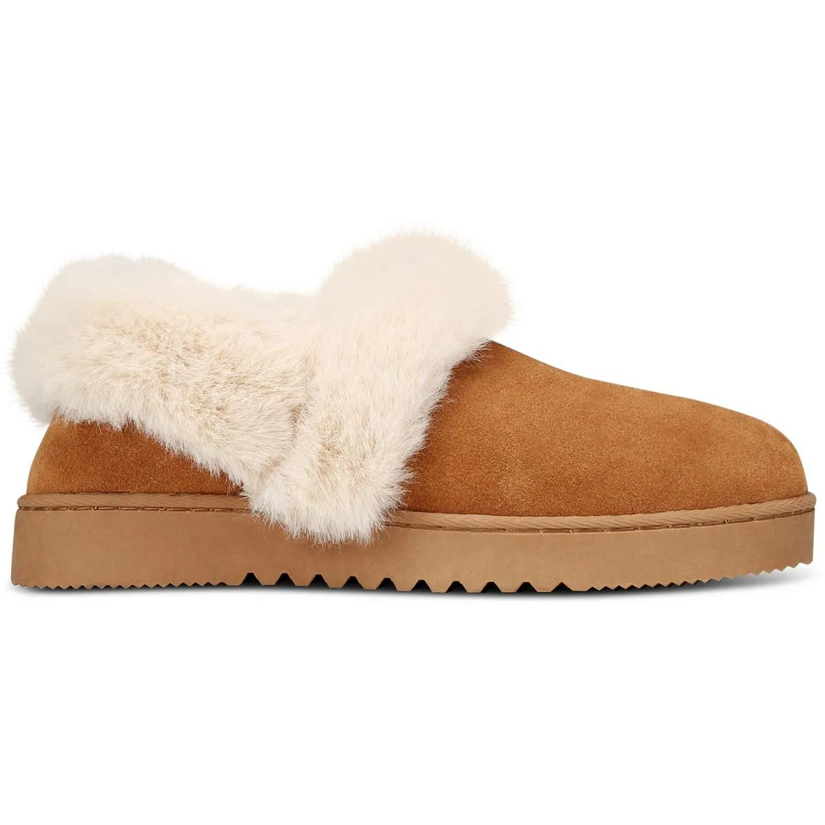Lolaa Womens Faux Fur Suede Loafer Slippers