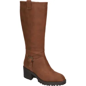 Lorielle Womens Leather Block Heel Mid-Calf Boots