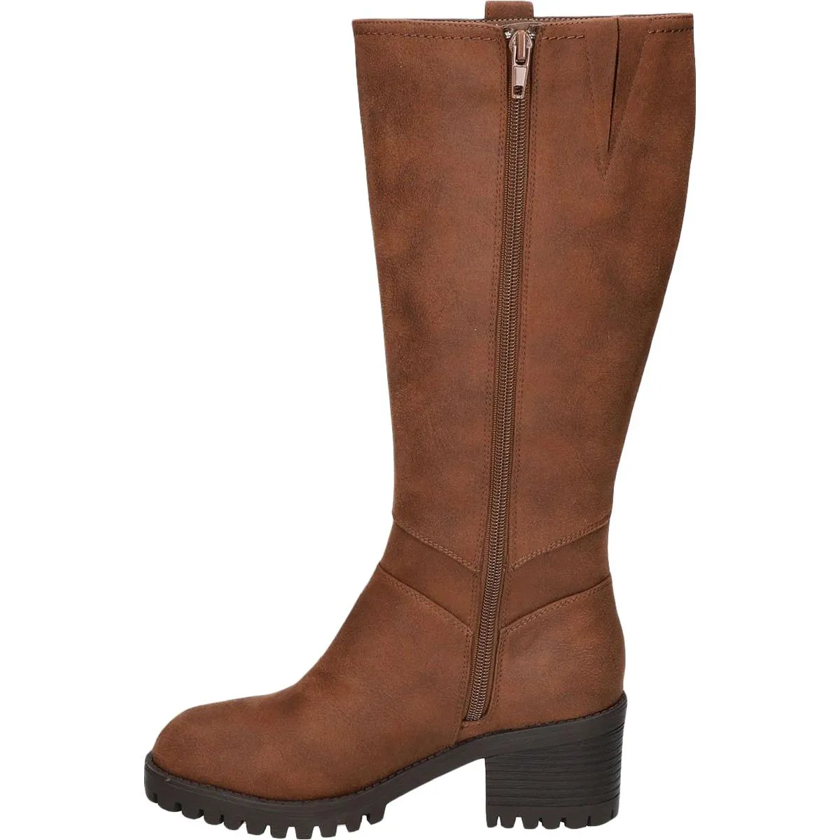 Lorielle Womens Leather Block Heel Mid-Calf Boots