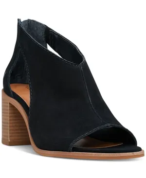 Lucky Brand Saimy Sandal Womens 5 Black Suede Cutout Peep Toe Block Heel ZPO1649 (Black,5)