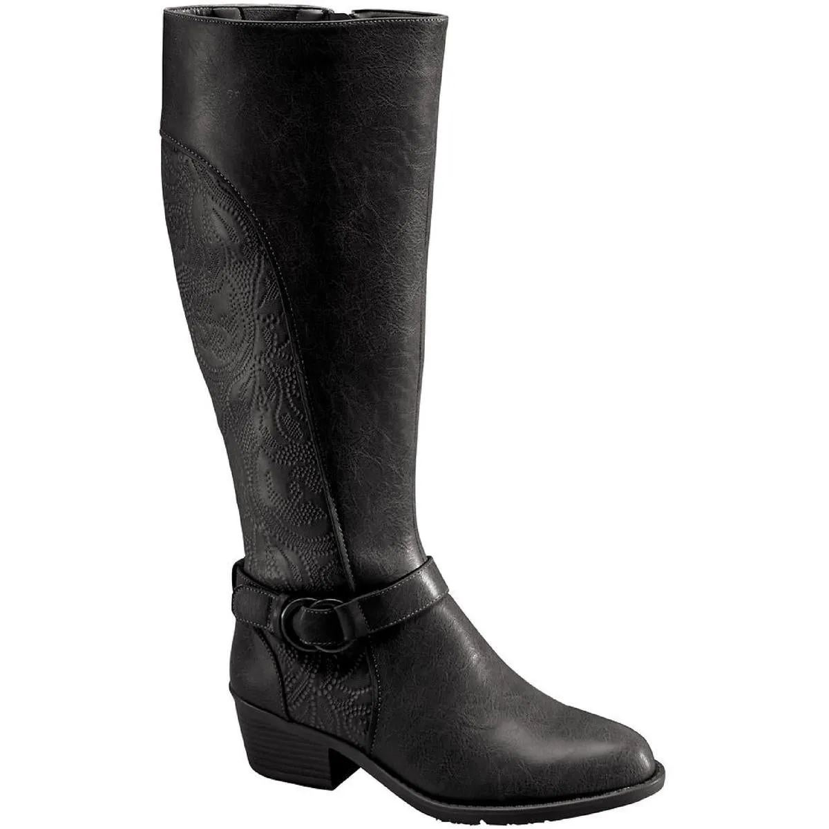 Luella Womens Embossed Faux Leather Knee-High Boots