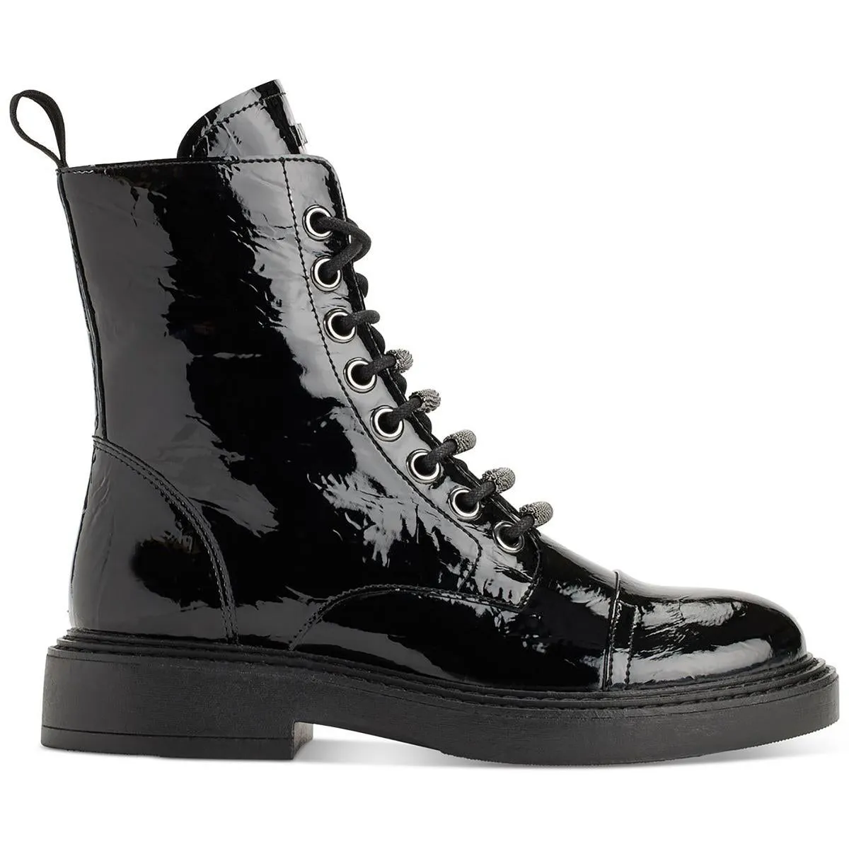Malaya Womens Faux Leather Metallic Combat & Lace-Up Boots