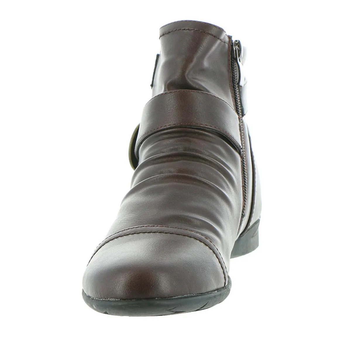Mandy Womens Faux Leather Flats Ankle Boots