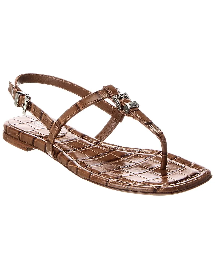 Michael Kors Collection Sofia Runway Croc-Embossed Leather Sandal