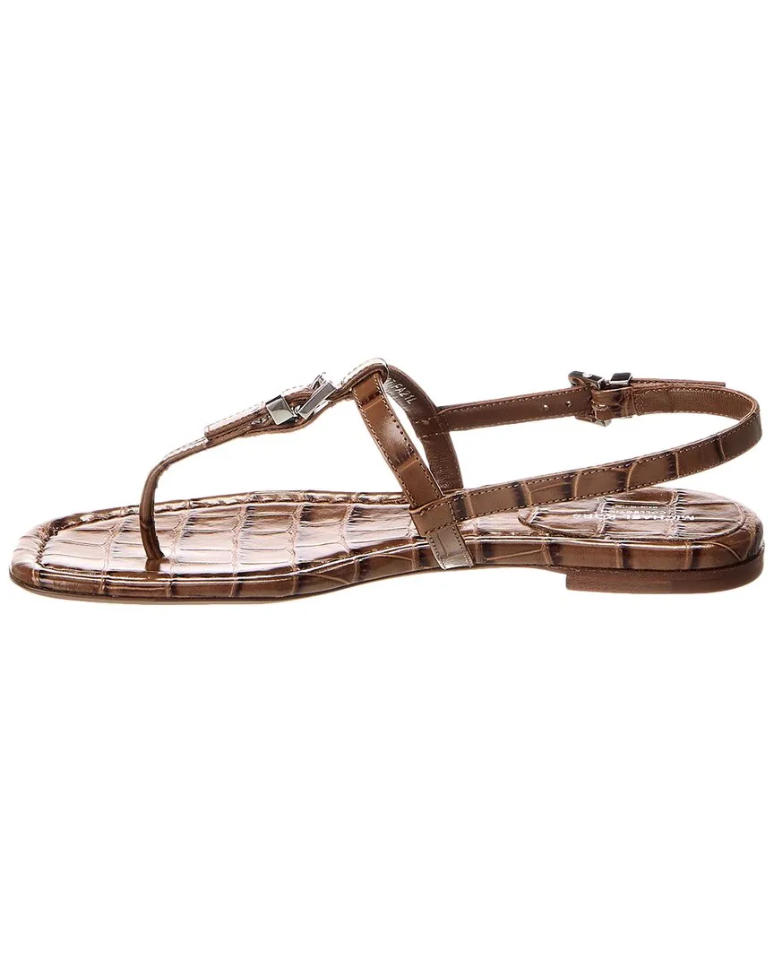 Michael Kors Collection Sofia Runway Croc-Embossed Leather Sandal