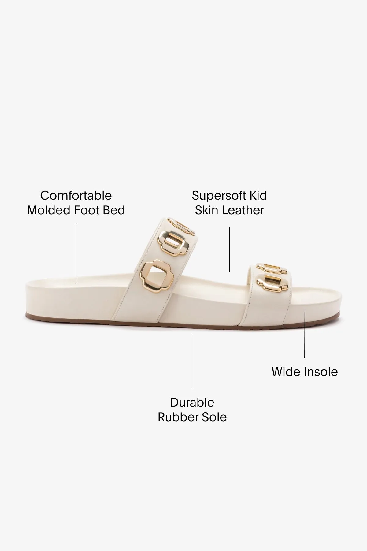 Milan Slide In Ivory Leather