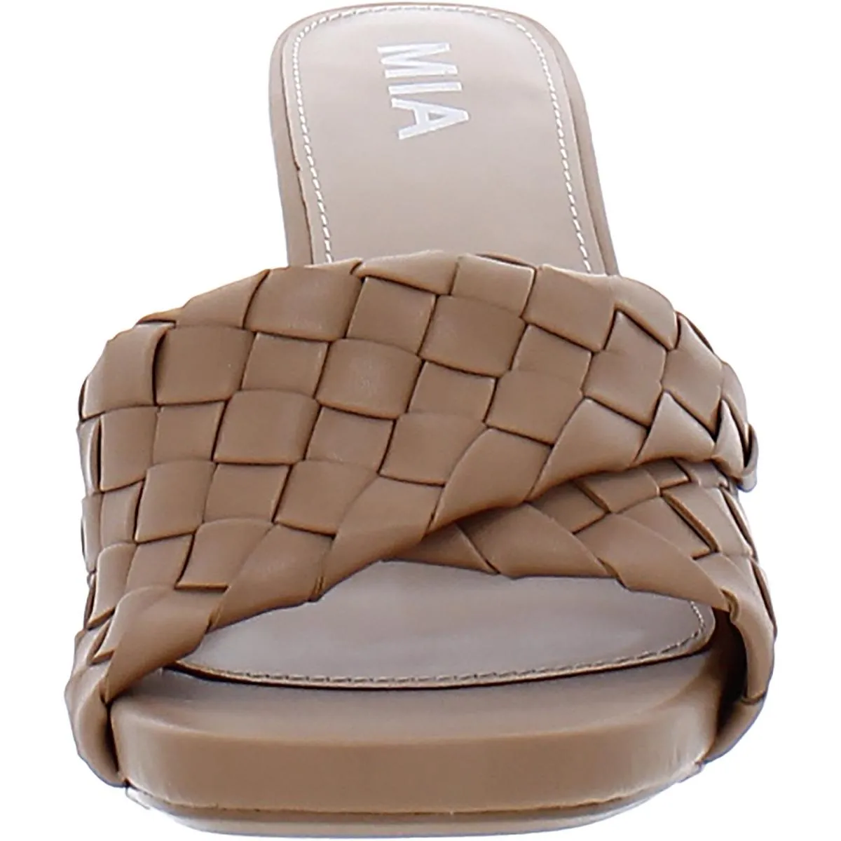Minna Womens Faux Leather Slip On Slide Sandals