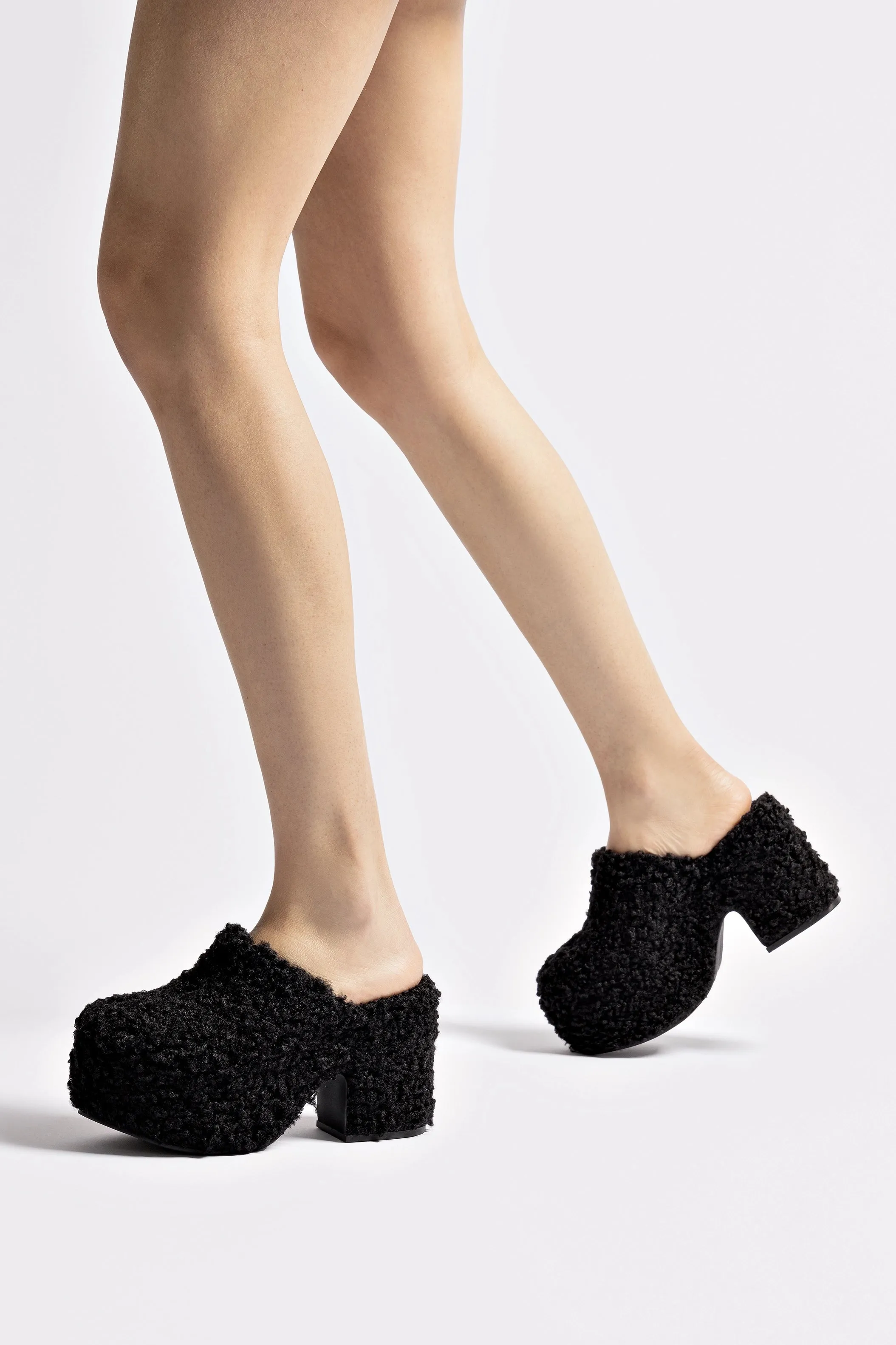 Miso Clog In Black Shearling