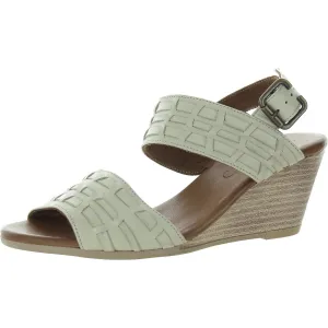 Misty Womens Buckle Leather Wedge Sandals