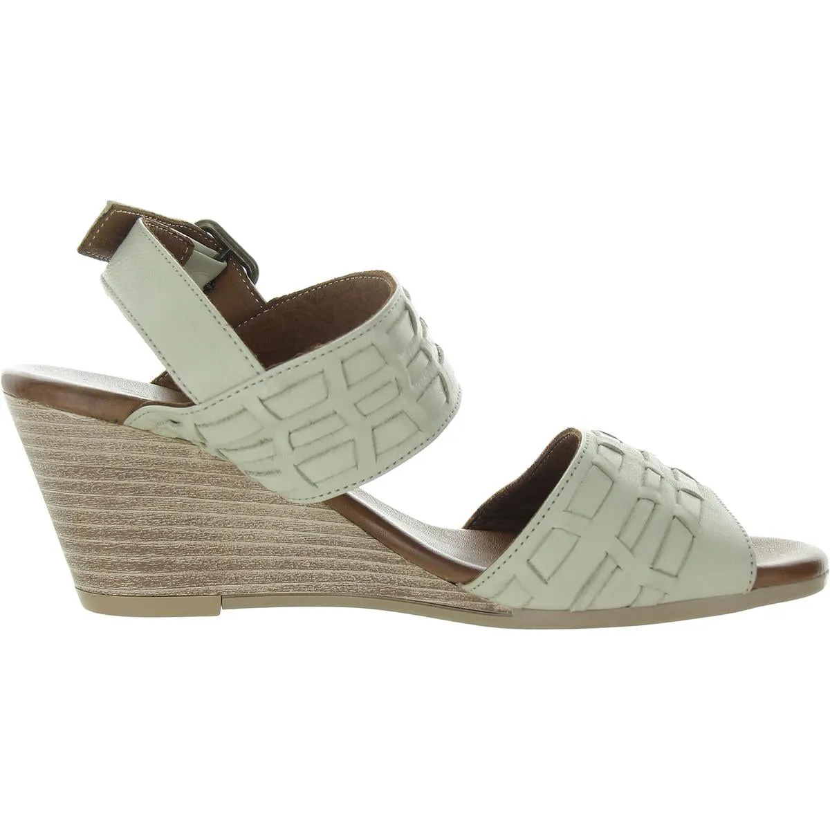 Misty Womens Buckle Leather Wedge Sandals