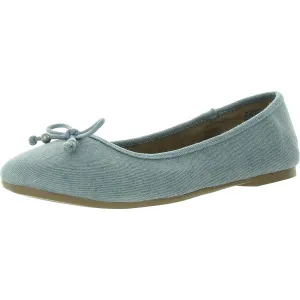 MONAEE Womens Bow Denim Ballet Flats