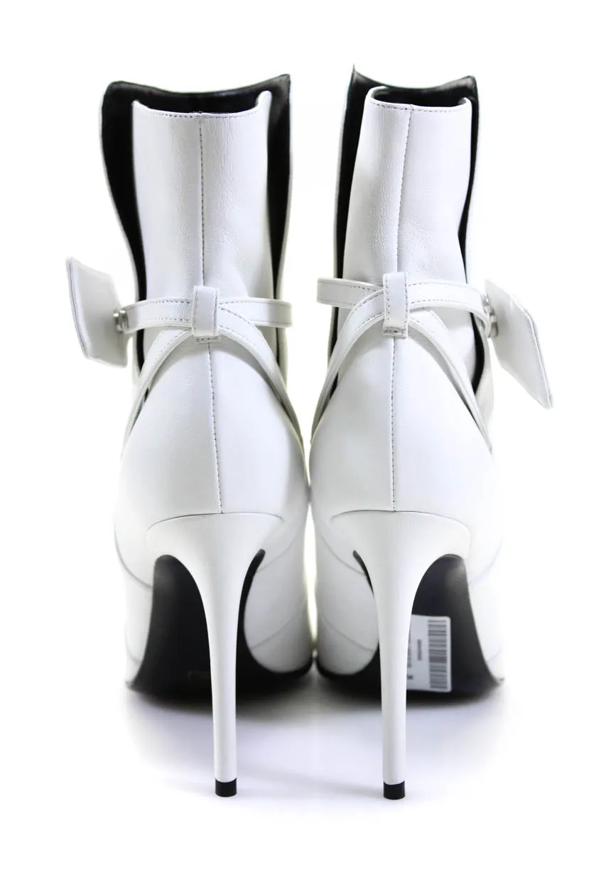 Off-White Leather Zip Tie Booties in White