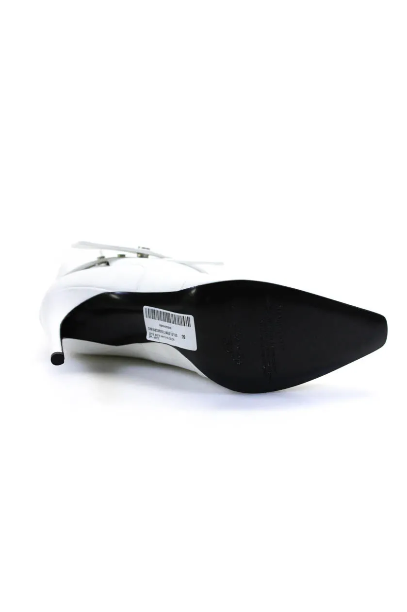 Off-White Leather Zip Tie Booties in White