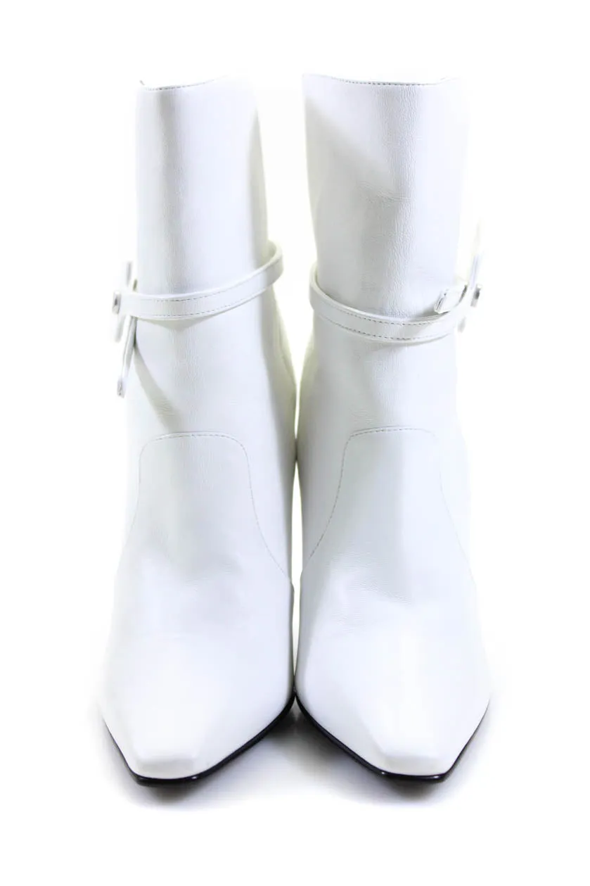 Off-White Leather Zip Tie Booties in White