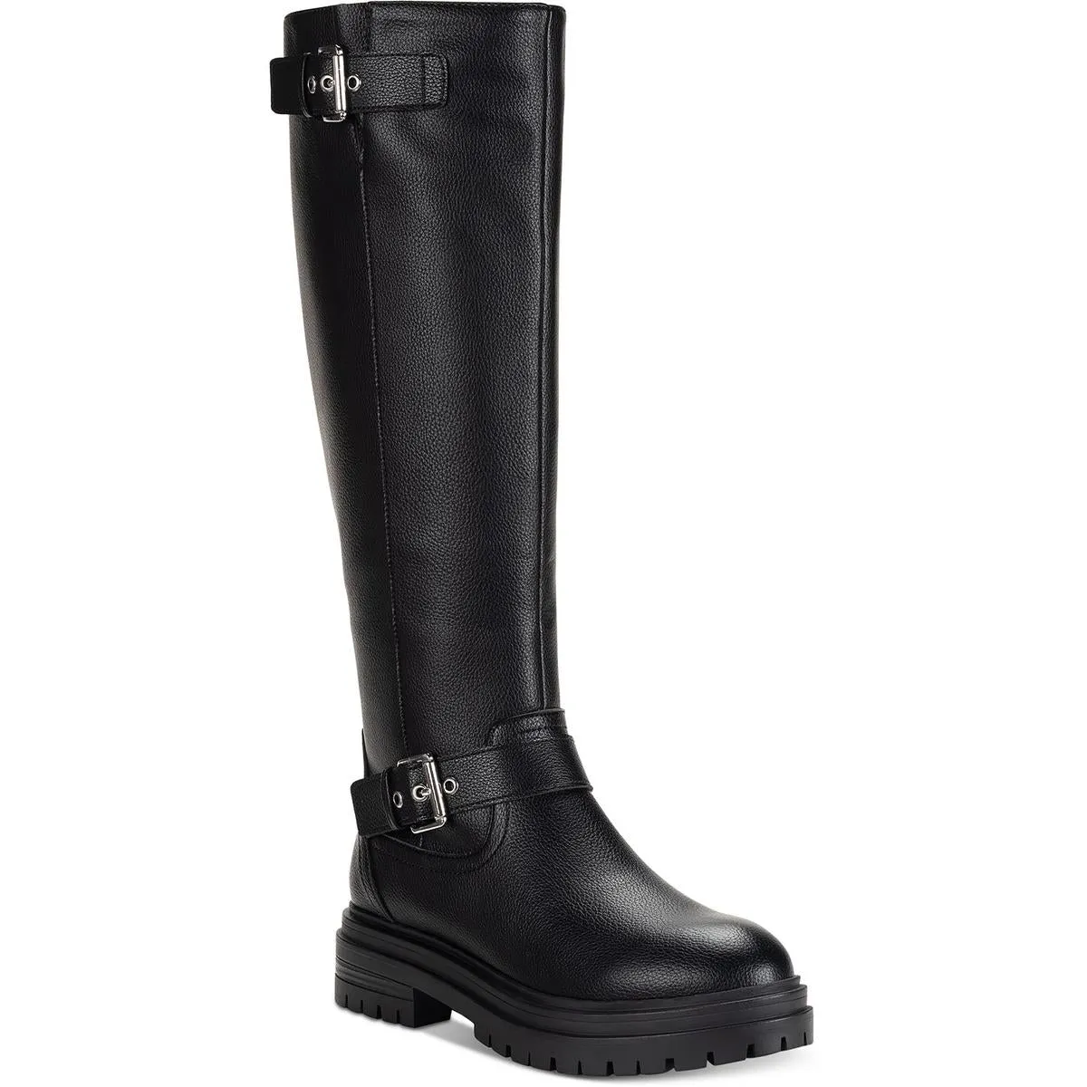 Omegaap Womens Moto Faux Leather Knee-High Boots