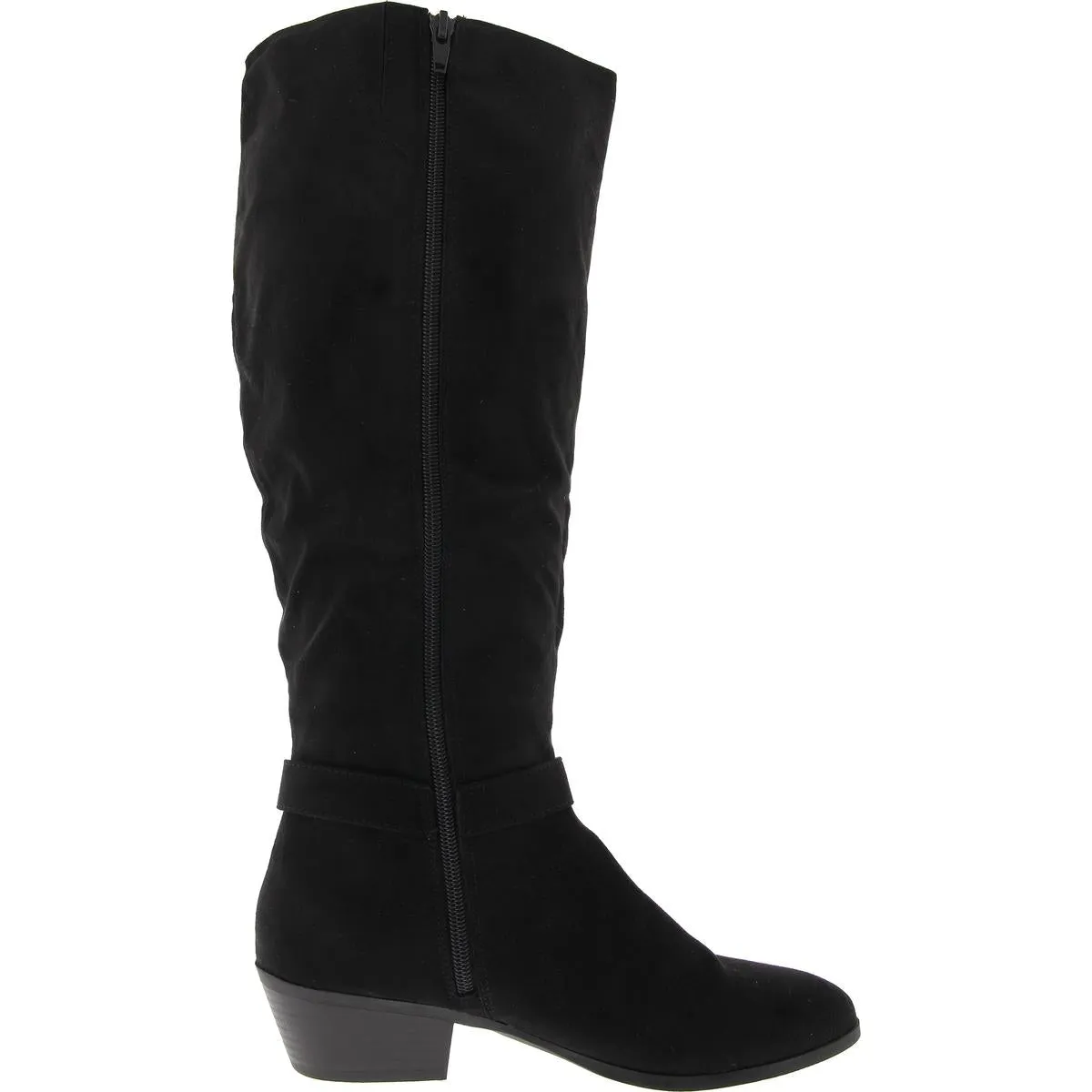 Omhaa Womens Zipper Faux Leather Knee-High Boots