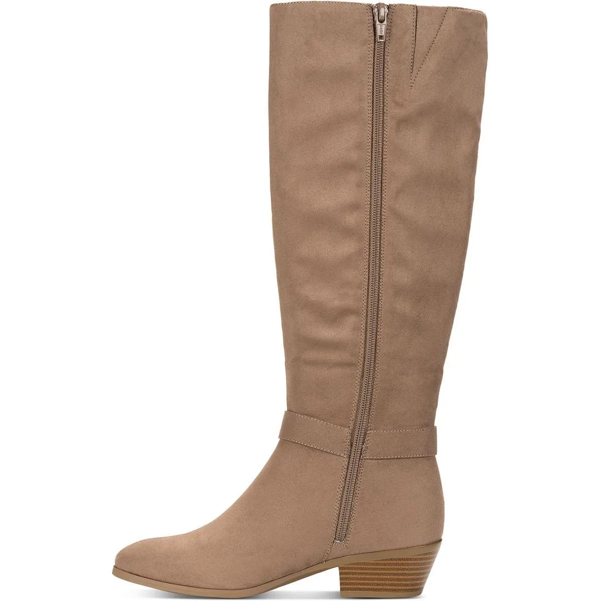 Omhaa Womens Zipper Faux Leather Knee-High Boots