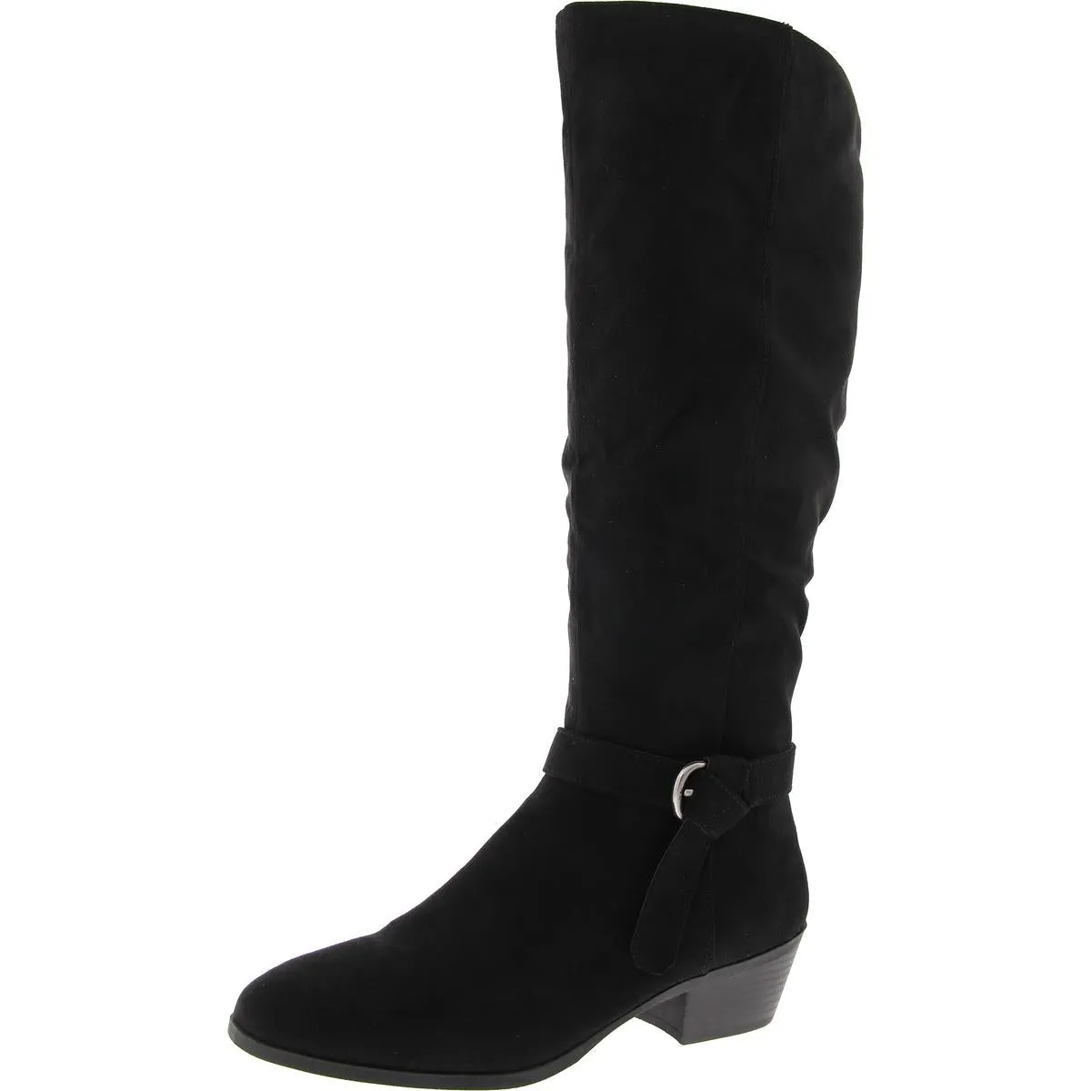 Omhaa Womens Zipper Faux Leather Knee-High Boots