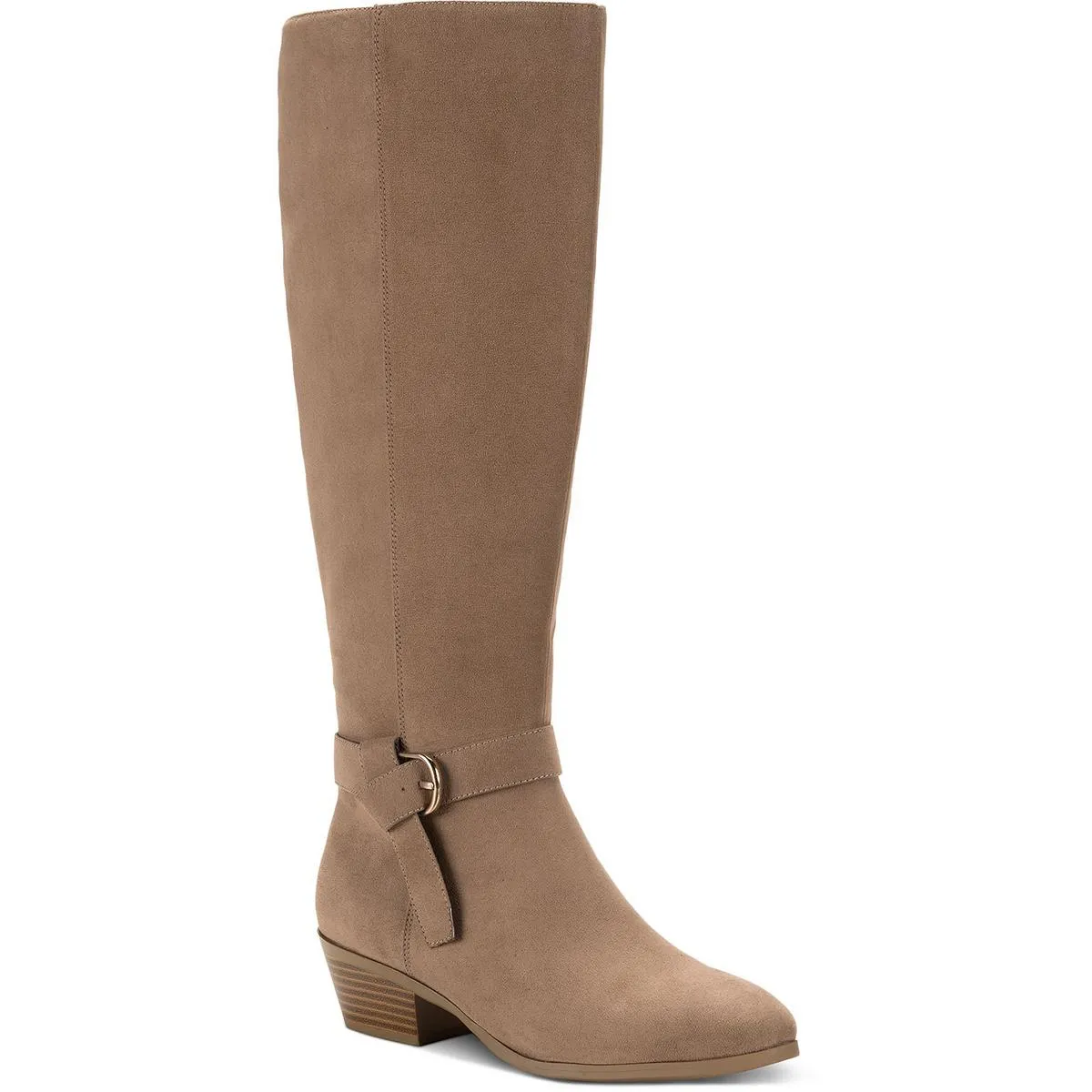 Omhaa Womens Zipper Faux Leather Knee-High Boots