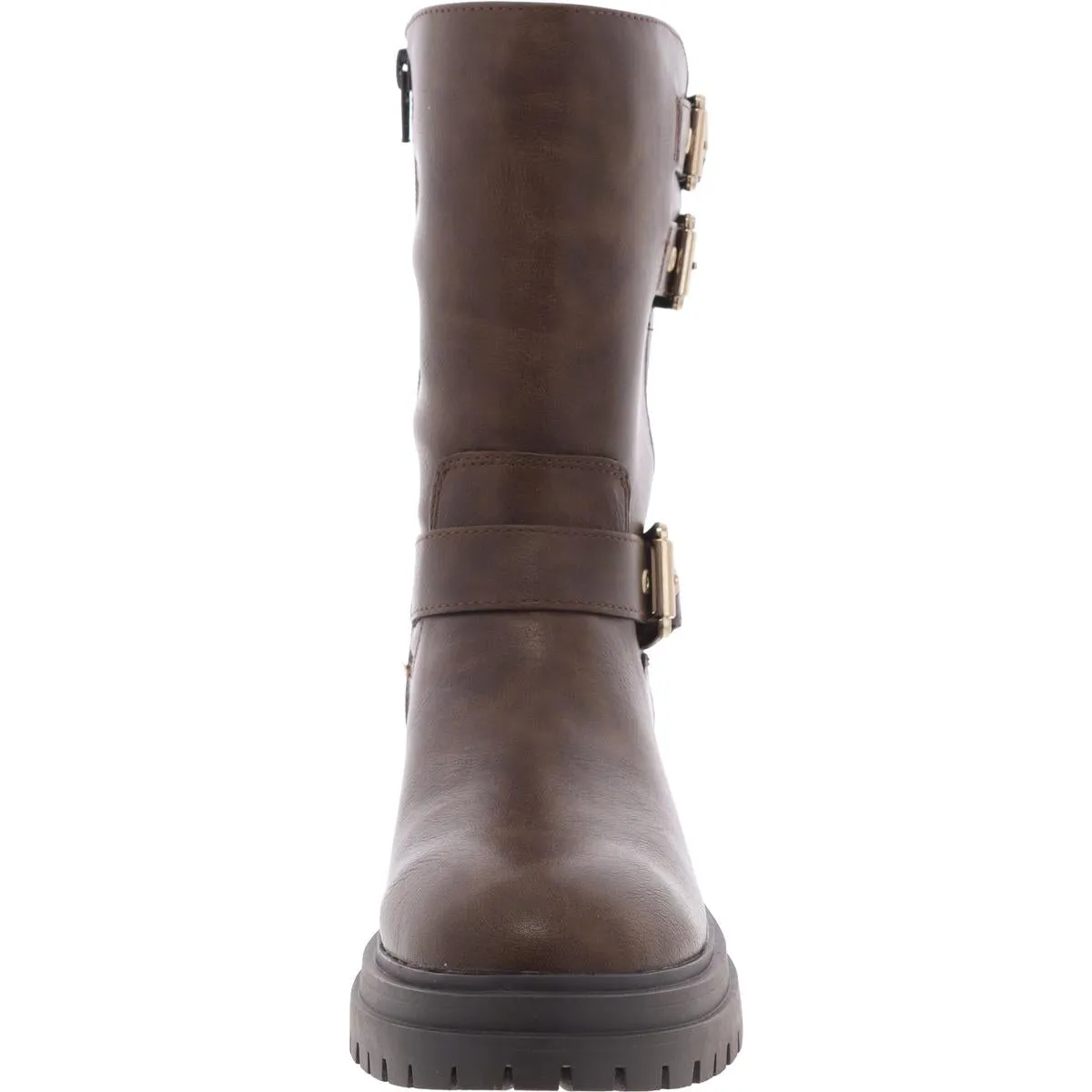 Onnyx Womens Round Toe Faux Leather Motorcycle Boots