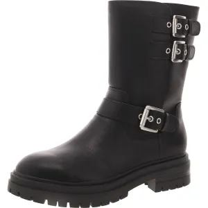 Onnyx Womens Round Toe Faux Leather Motorcycle Boots