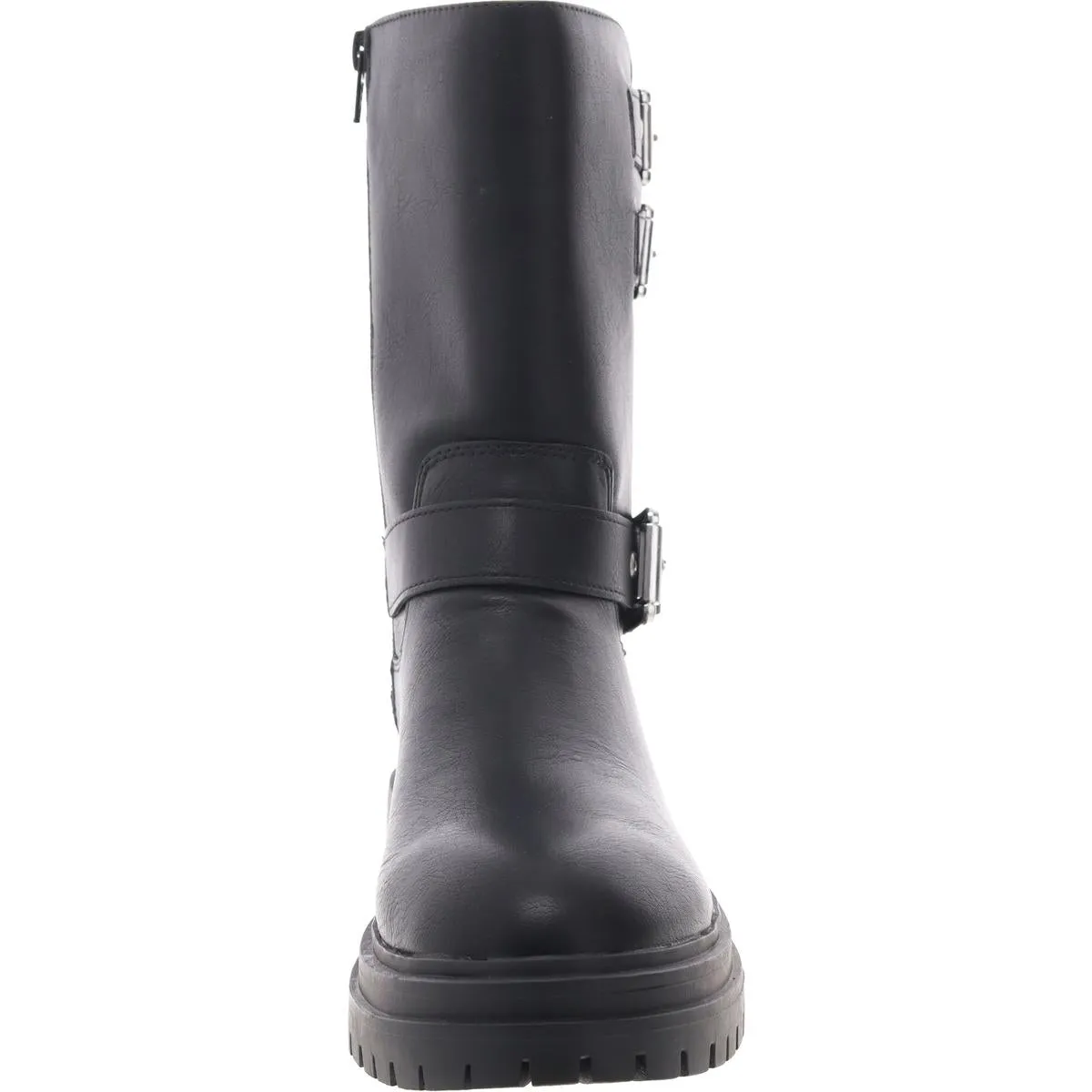 Onnyx Womens Round Toe Faux Leather Motorcycle Boots