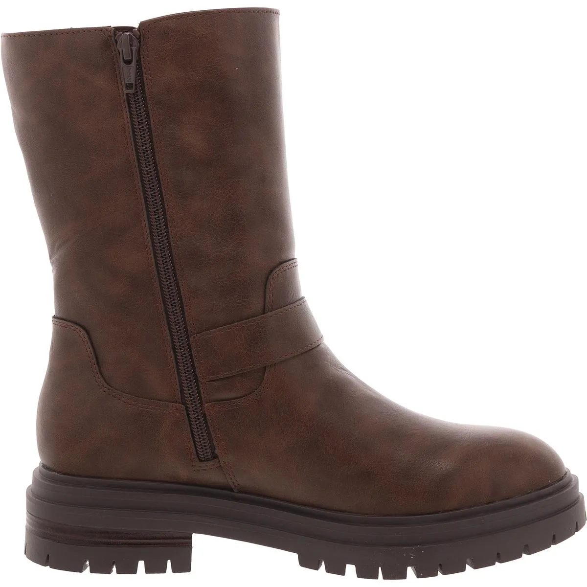 Onnyx Womens Round Toe Faux Leather Motorcycle Boots