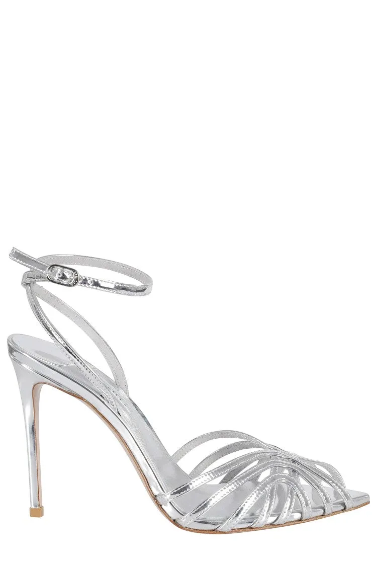 Open-Toe High-Heel Sandals With Crisscross Straps