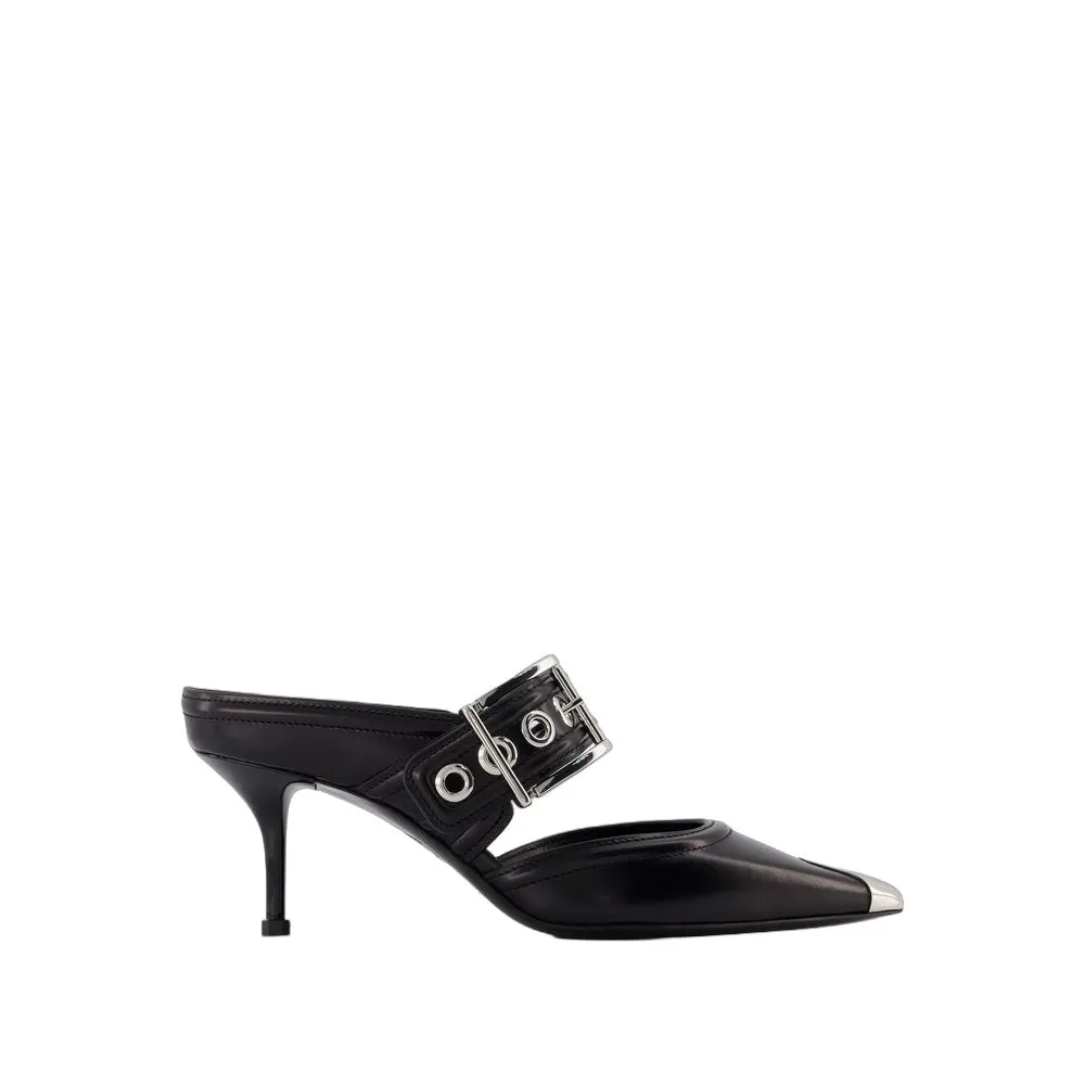 Oversized Sandals - Black/Silver - Leather