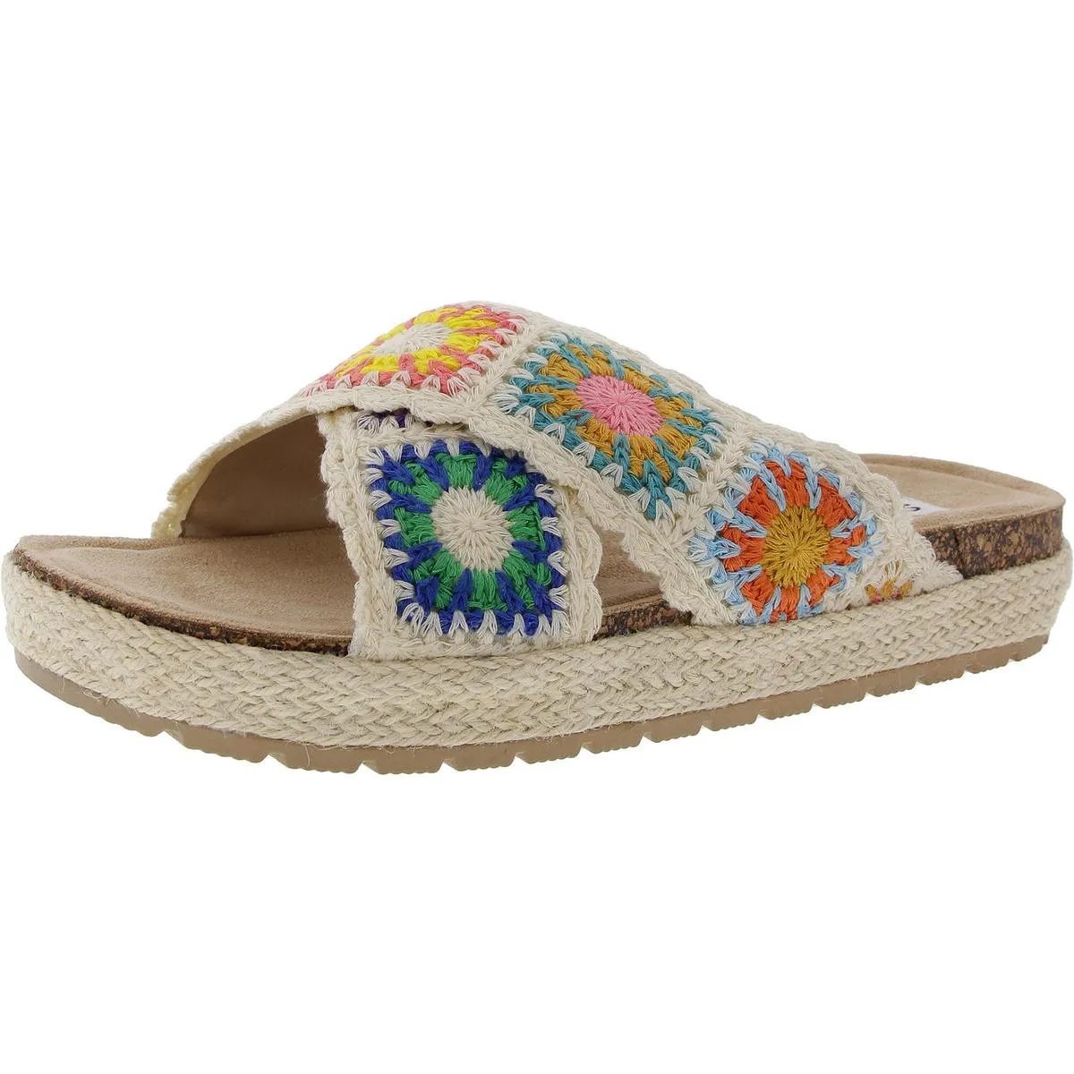 Palm Womens Cork Crochet Slide Sandals