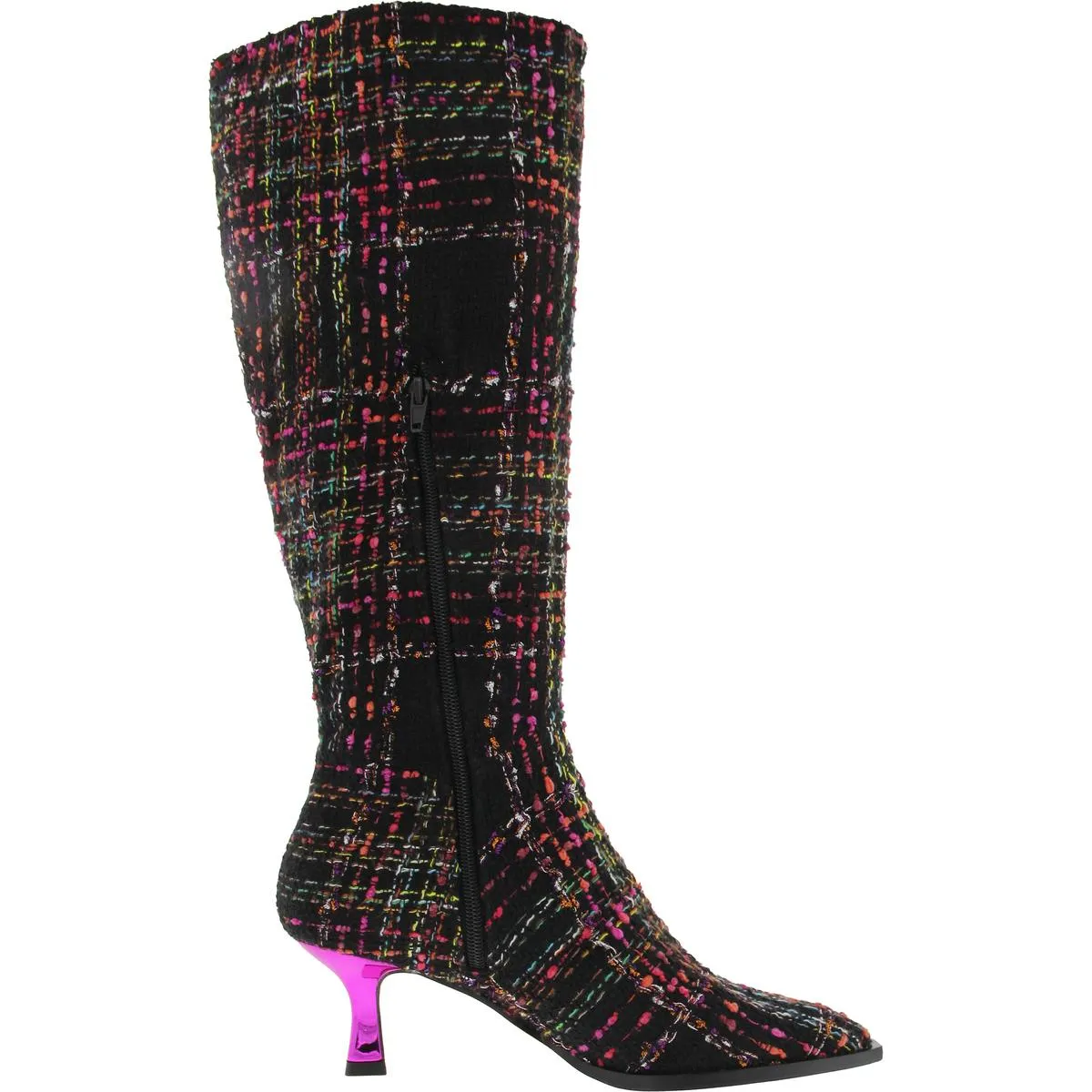 Pamella Womens Zipper Herringbone Knee-High Boots