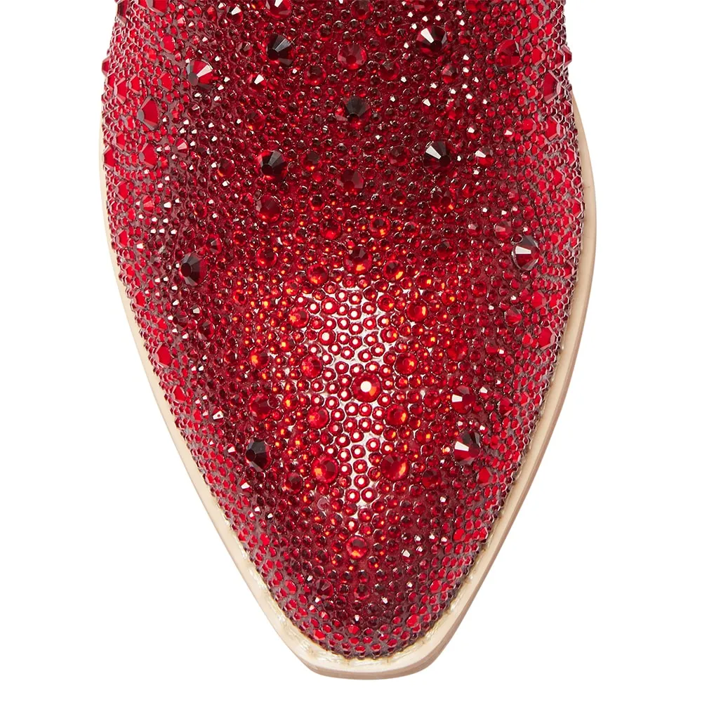 Parton Boot in Red Rhinestone