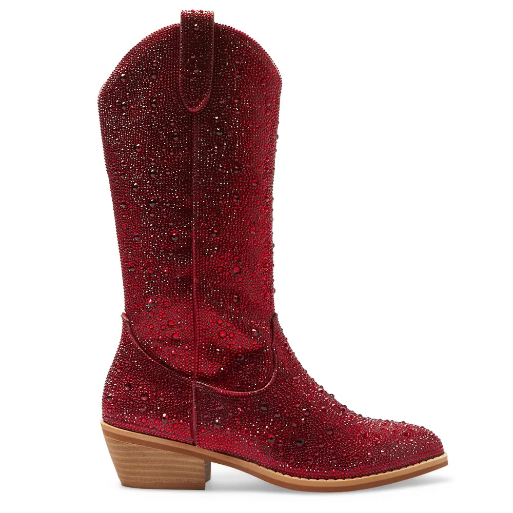 Parton Boot in Red Rhinestone