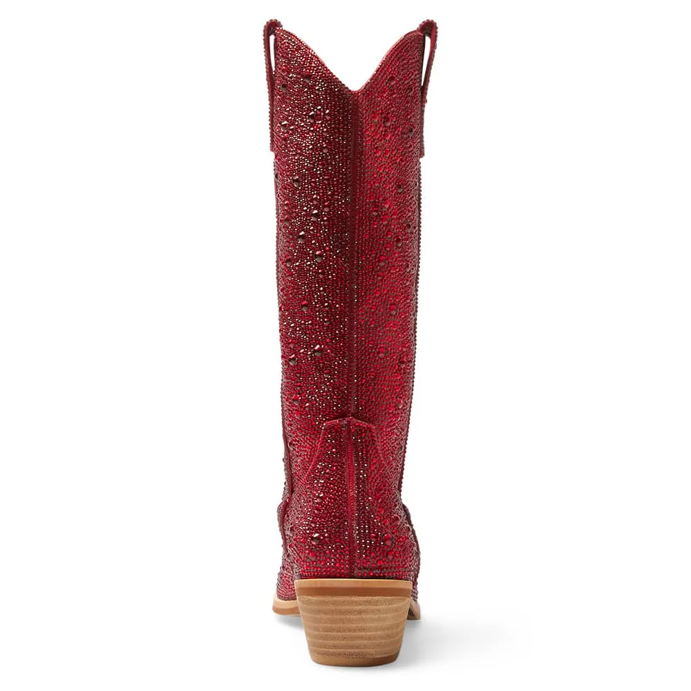 Parton Boot in Red Rhinestone
