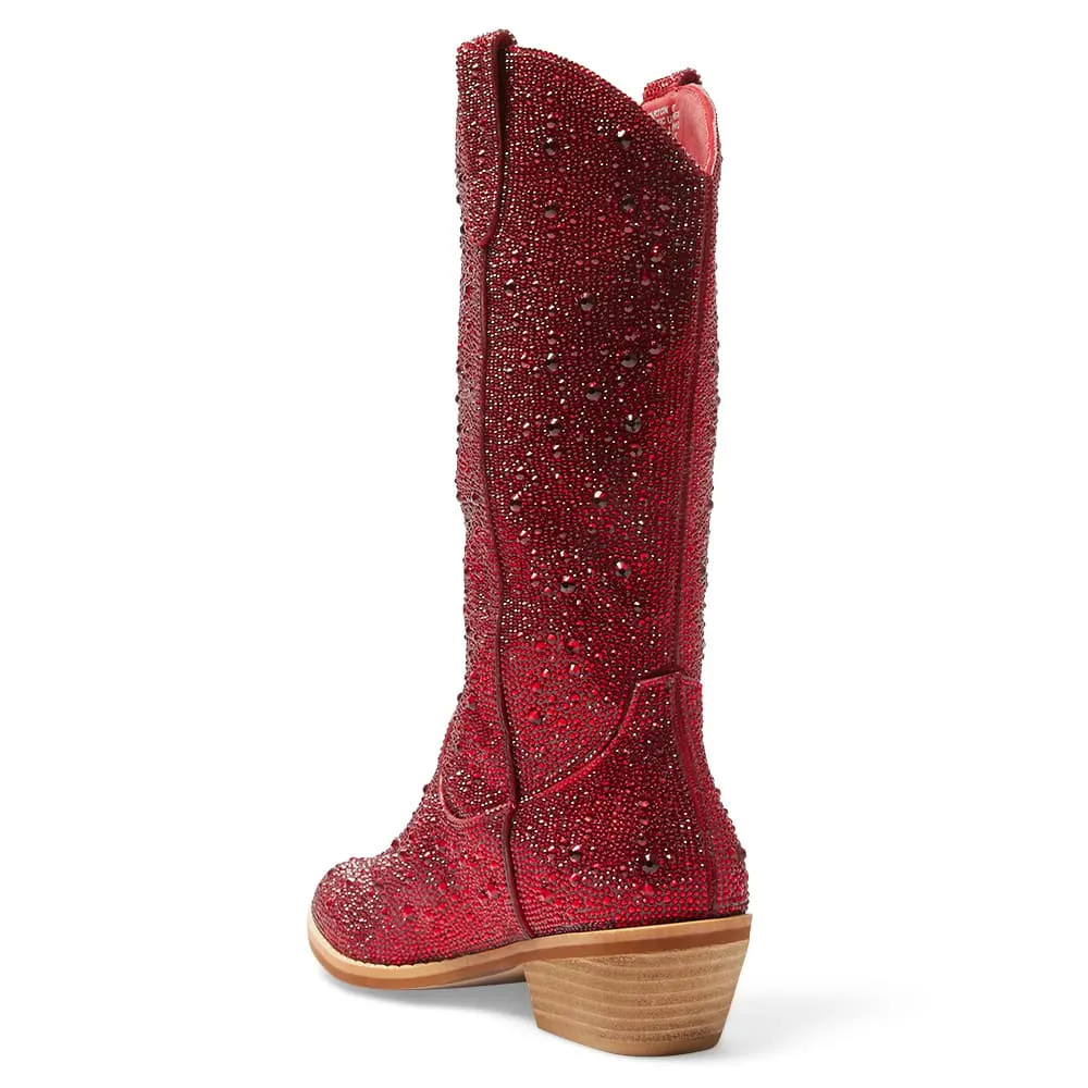Parton Boot in Red Rhinestone