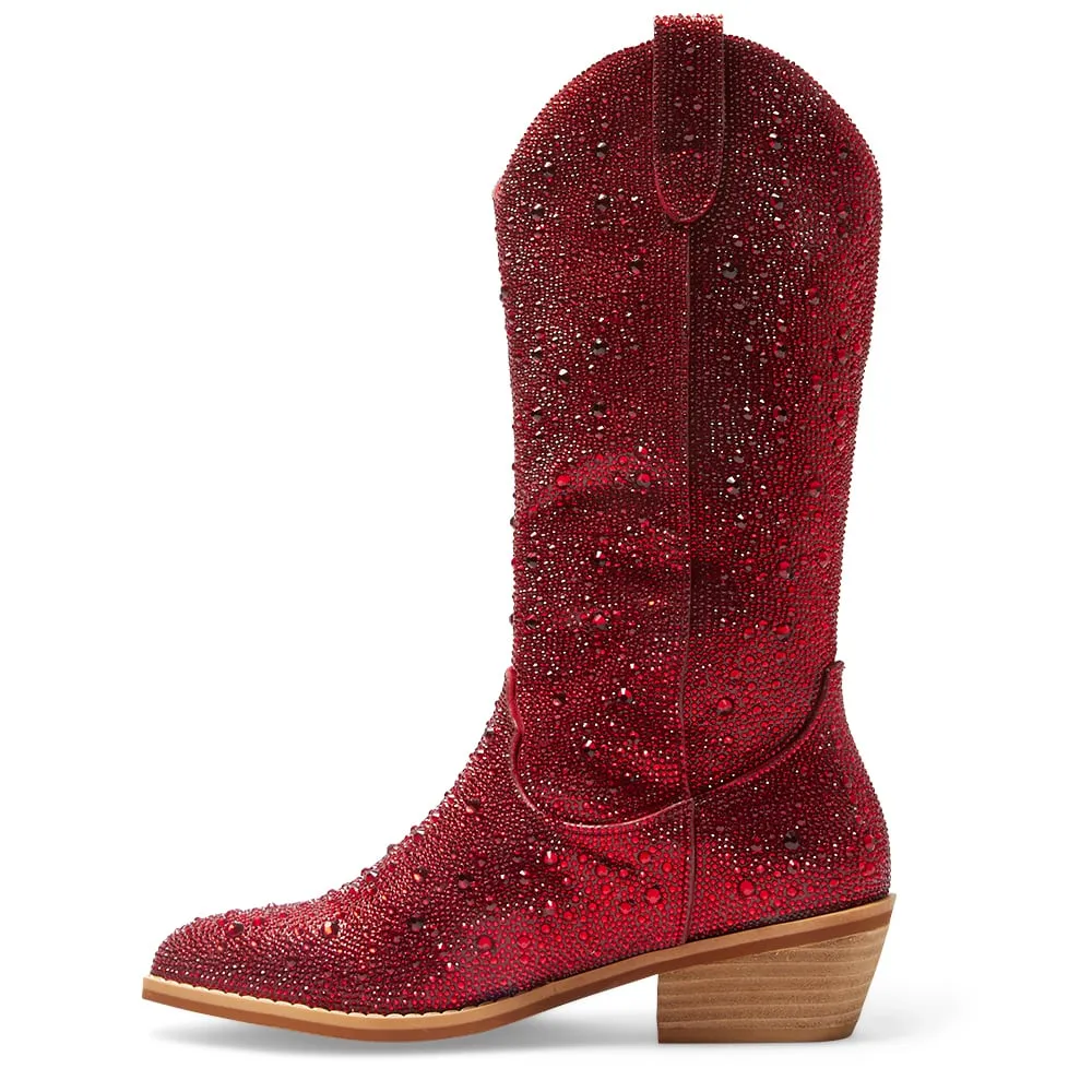 Parton Boot in Red Rhinestone