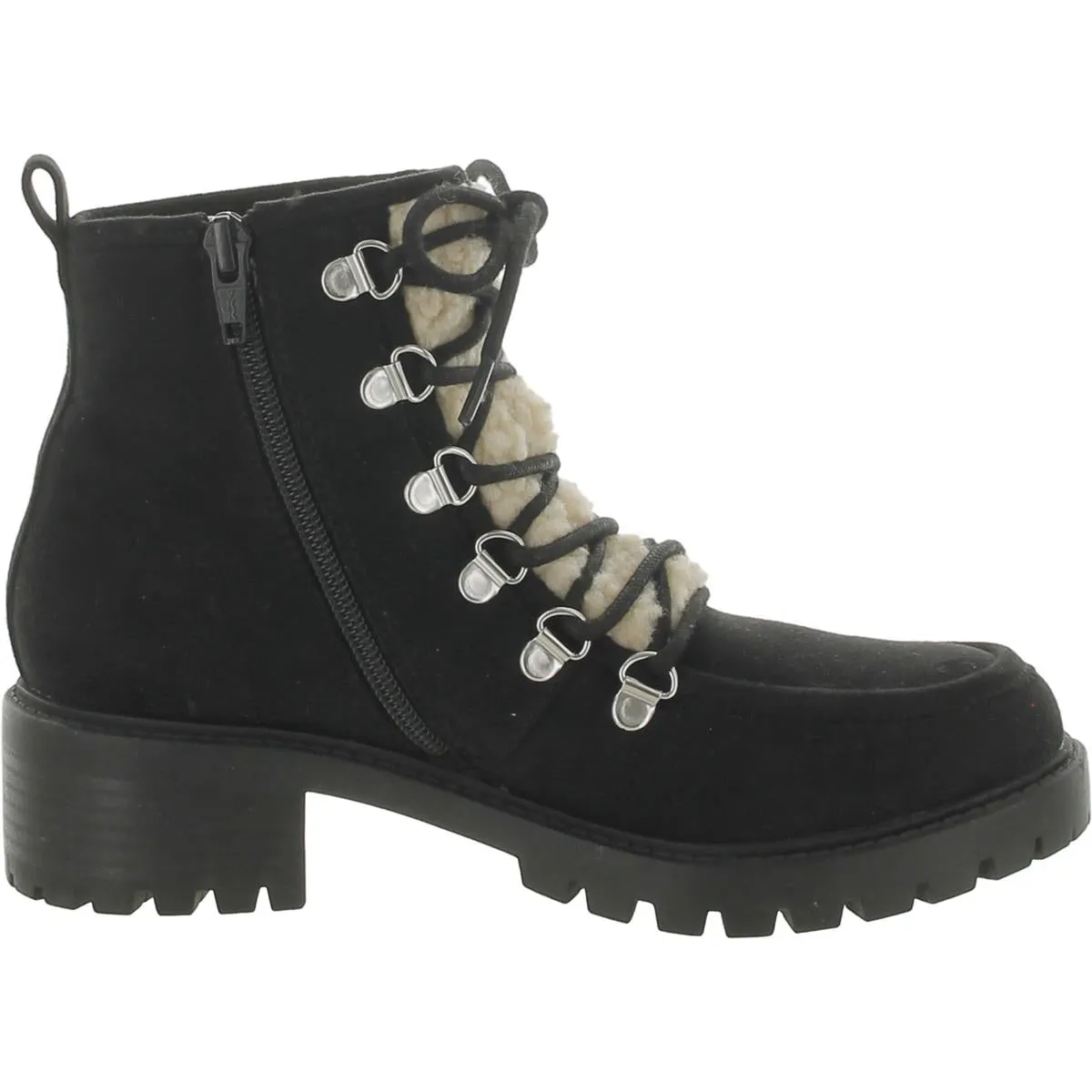 Quinnf Womens Faux-Leather Lace-Up Wedge Boots