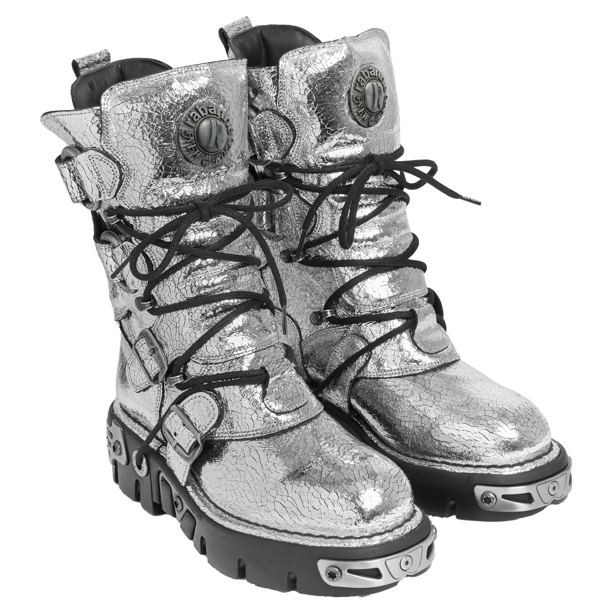Rabanne x New Rock Silver Boots