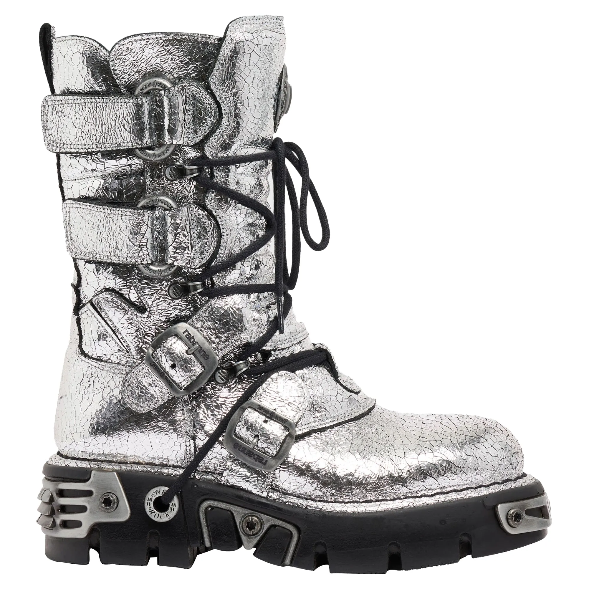 Rabanne x New Rock Silver Boots