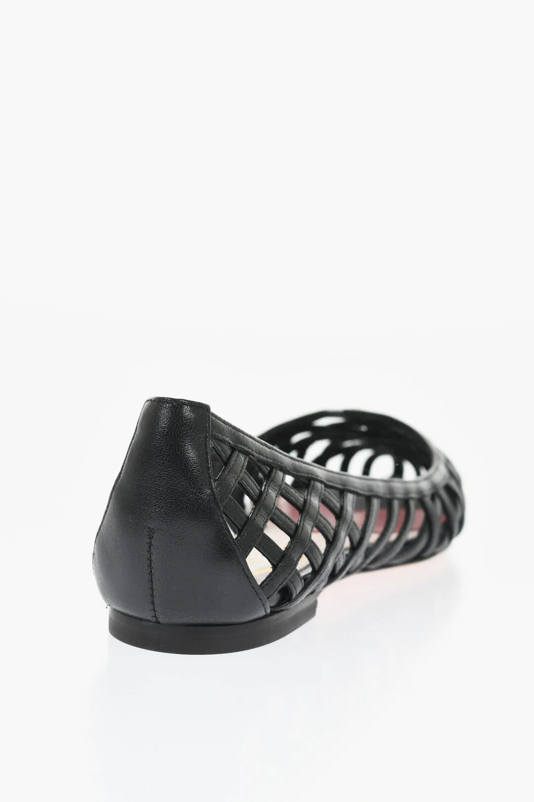 Roger Vivier Leather Point Toe Ballet Flats With Cut-Out Details