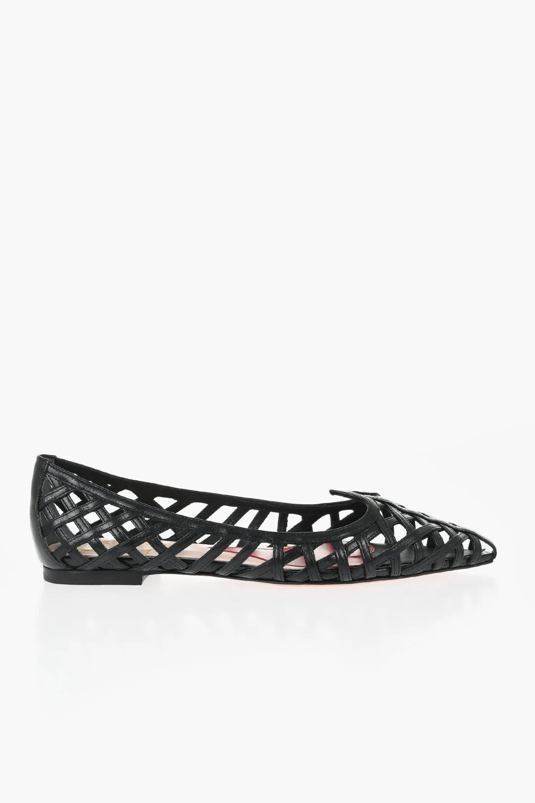 Roger Vivier Leather Point Toe Ballet Flats With Cut-Out Details