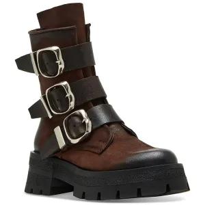 ROLAND Womens Buckle Leather Mid-Calf Boots