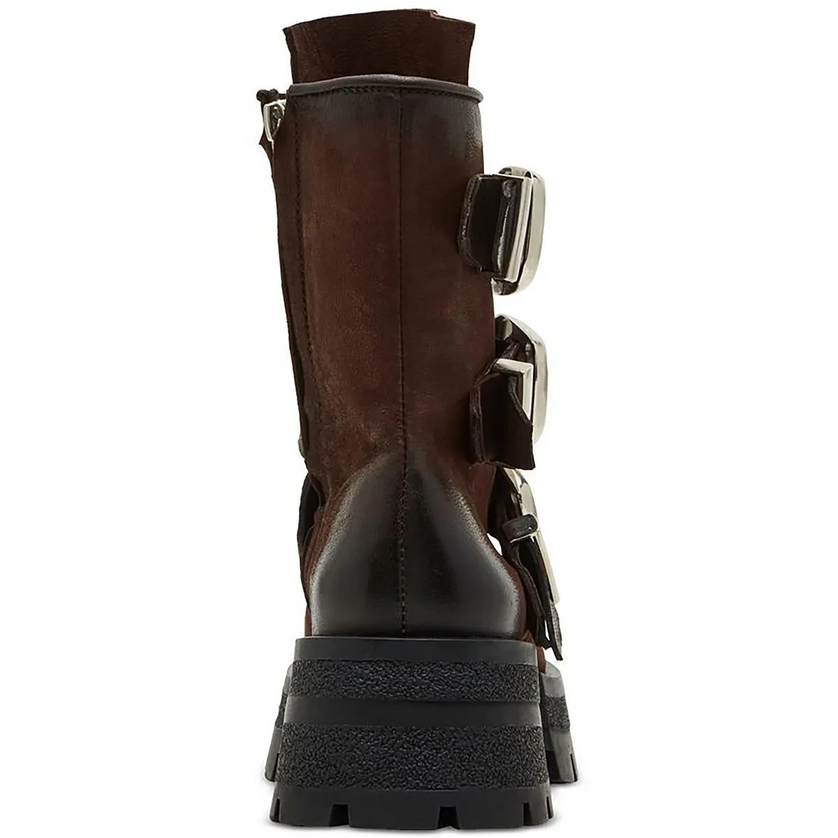 ROLAND Womens Buckle Leather Mid-Calf Boots