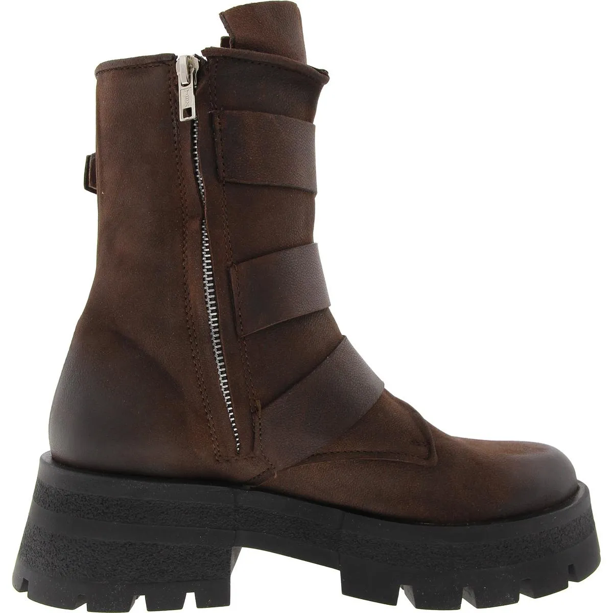 ROLAND Womens Buckle Leather Mid-Calf Boots