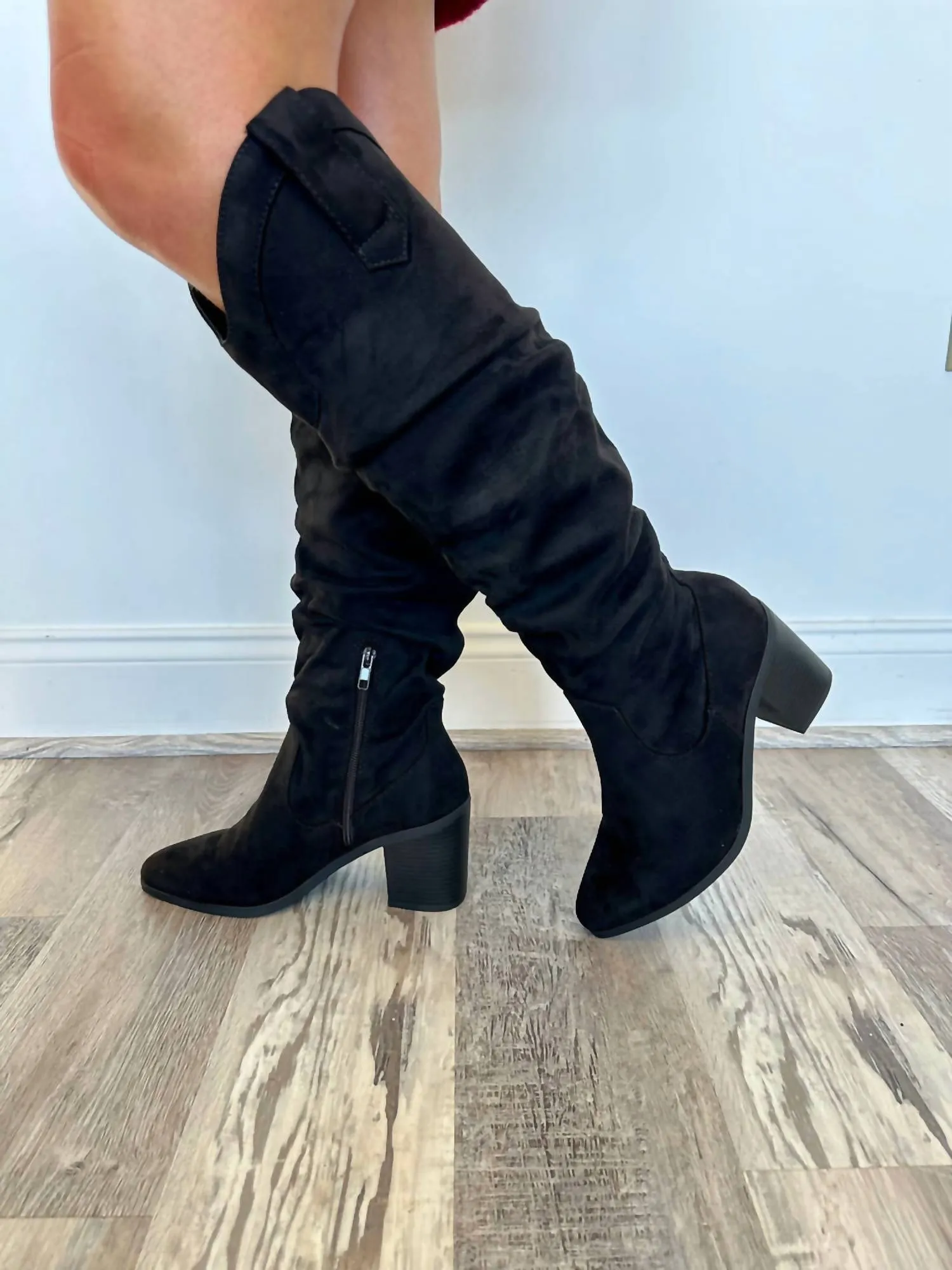 Rustic Rider Knee High Boots In Black