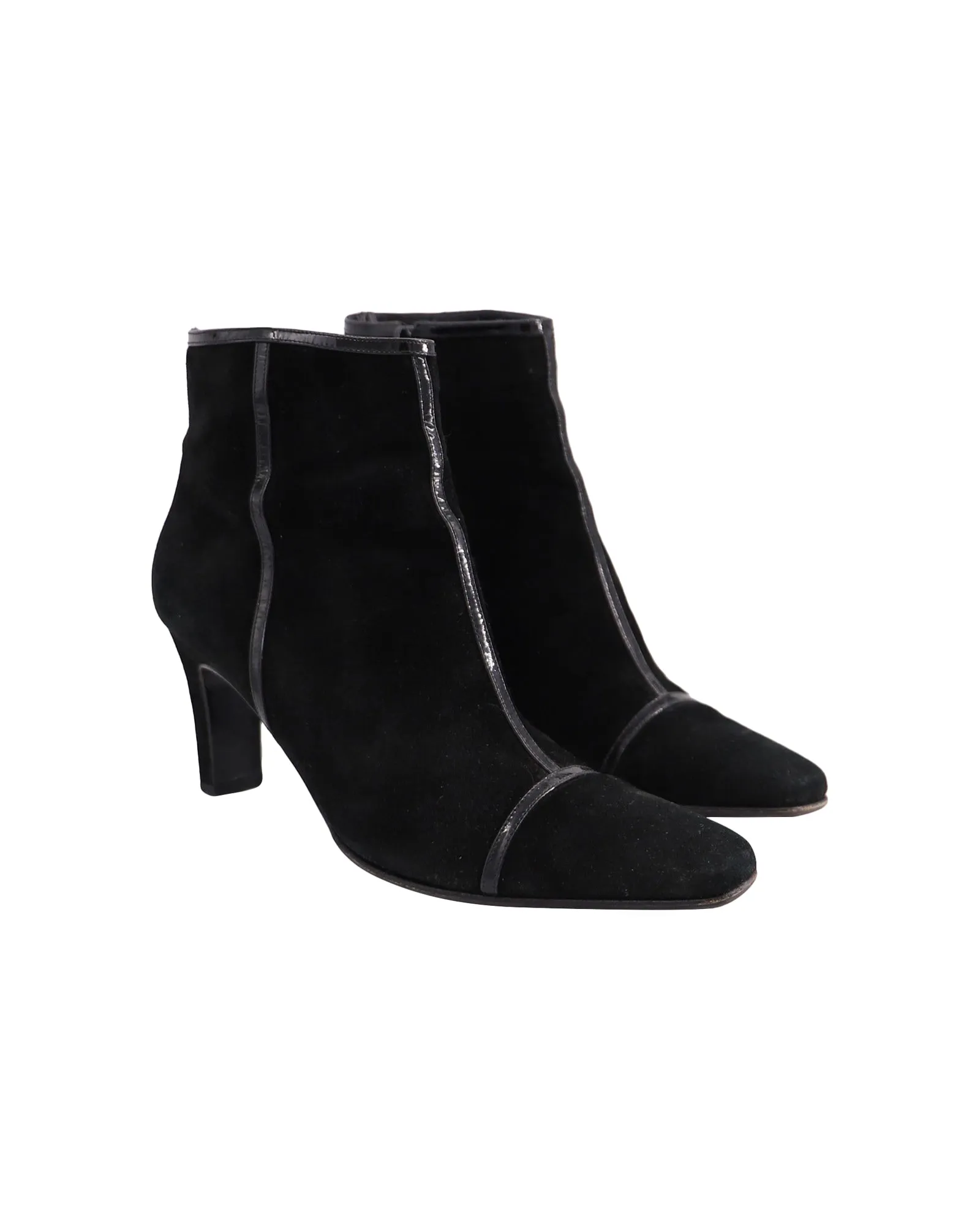 Salvatore Ferragamo Mid Heel Ankle Boots in Black Suede