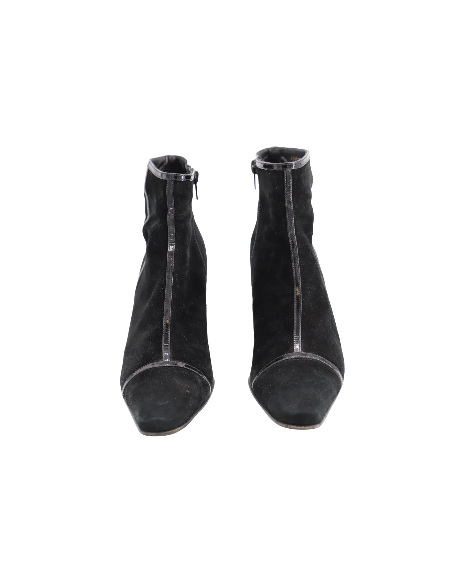 Salvatore Ferragamo Mid Heel Ankle Boots in Black Suede