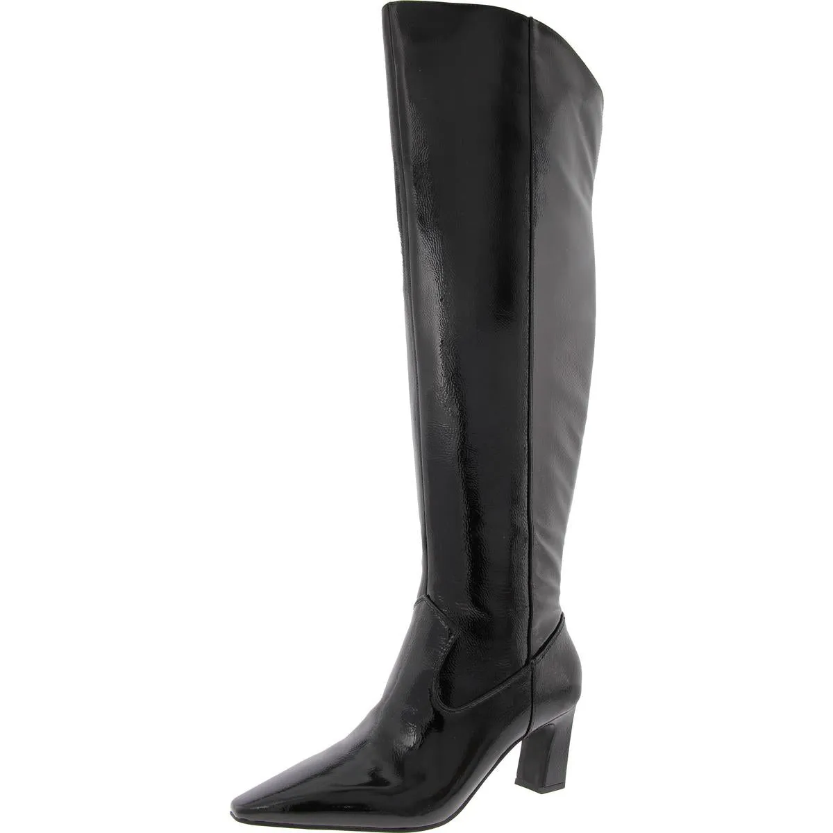 Shalie Womens Zipper Patent Leather Over-The-Knee Boots