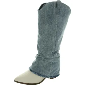 Shania Womens Cuffed Denim Cowboy, Western Boots